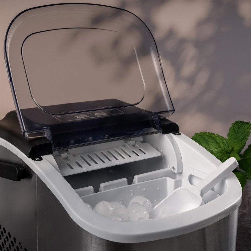 Daewoo Ice Cube Maker Machine 1.2L Tank Stainless Steel 12Kg Ice Self Clean Auto Off 9 Blocks In 6 Mins