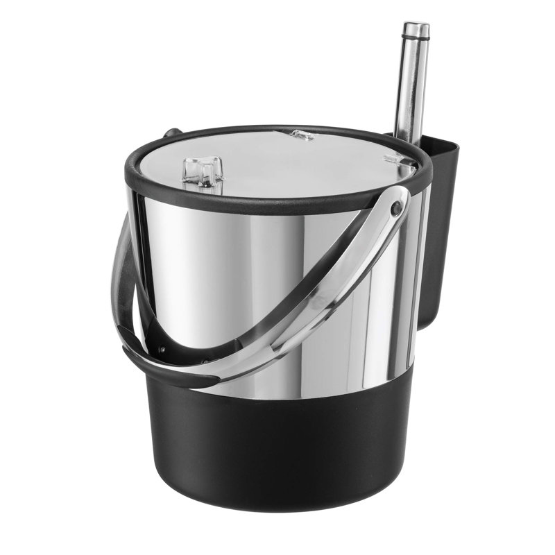 Seau à glace isolé, 4 pintes / 3,8 L, acier inoxydable, noir.