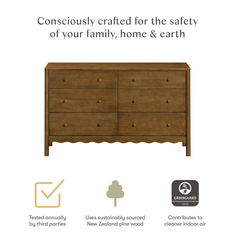 Swell 6-Drawer Assembled Dresser, Natural Walnut
