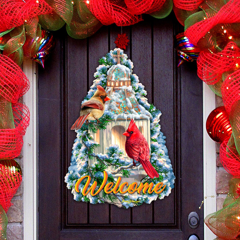 Door Hanger Decor Christmas Birds Decorative Accent