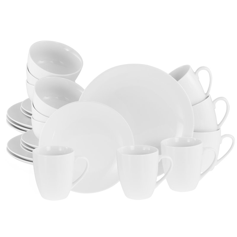 Luna weiss 24 Piece Bone China Dinnerware Set, Service for 6