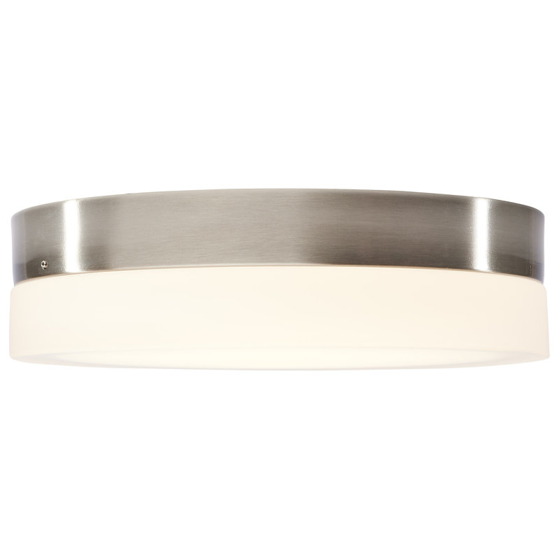 Plafonnier encastré en verre à DEL, Nickel brossé, H 3,13 po x l 11 po x P 11 po