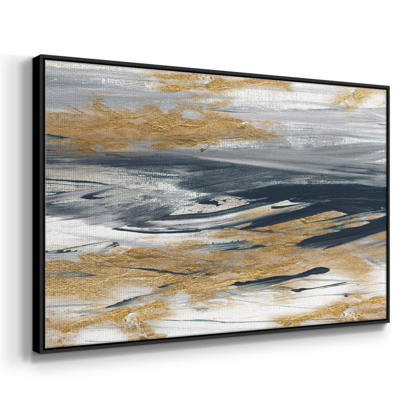 Tumultueux bleu marine, reproduction sur toile, H 17 po x l 25 po x P 2 po, Noir
