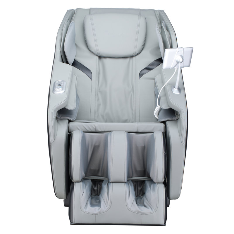 Black and Gray Faux Leather Full Body Massage Chair with Heating and USB Port