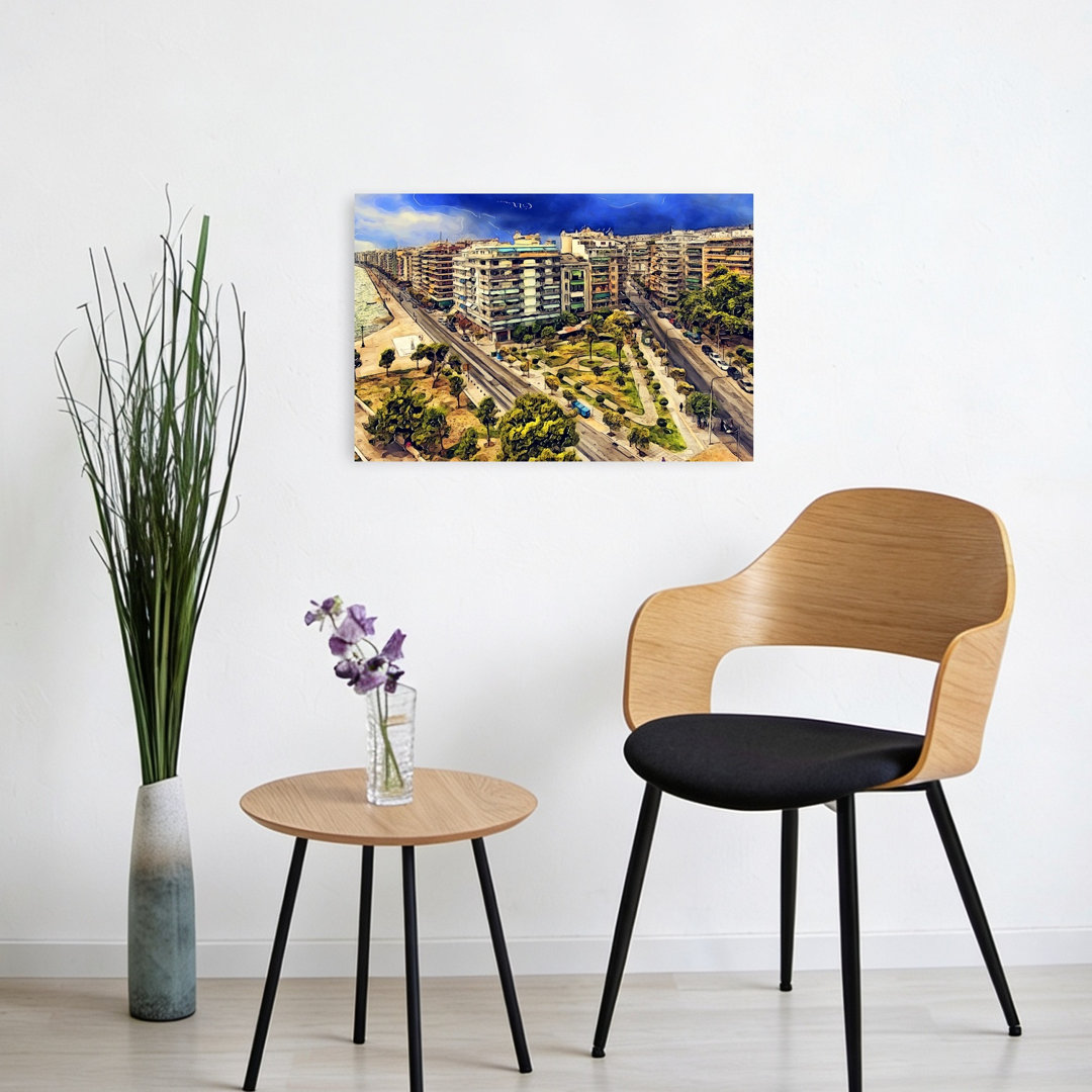 Vibrant Coastal Cityscape Vibrant Abstract Contemporary Architecture City Wall Art Print
