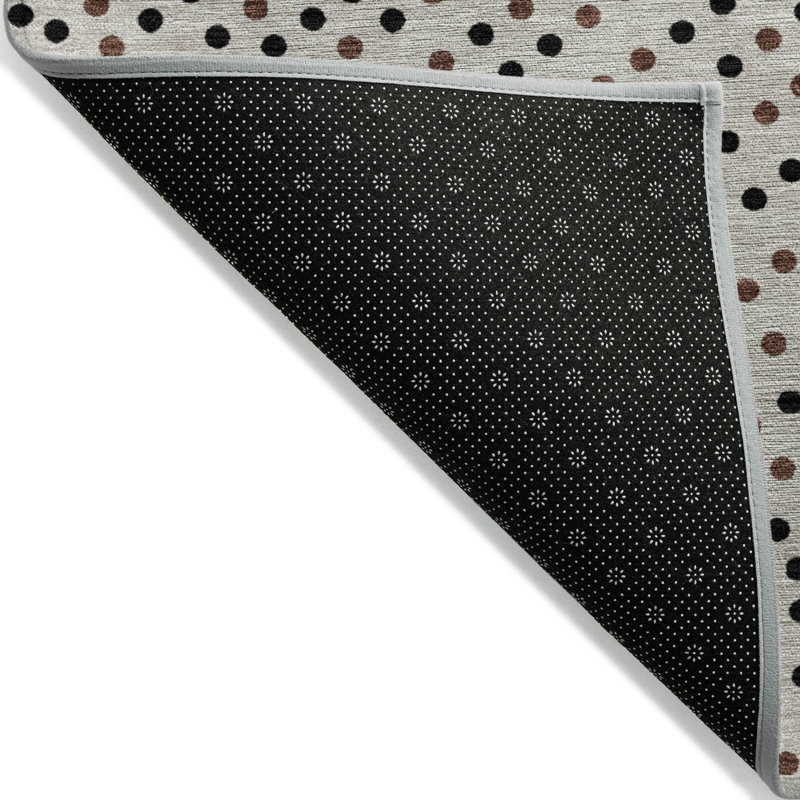 Taupe and Black Synthetic Flat Woven Washable Rug