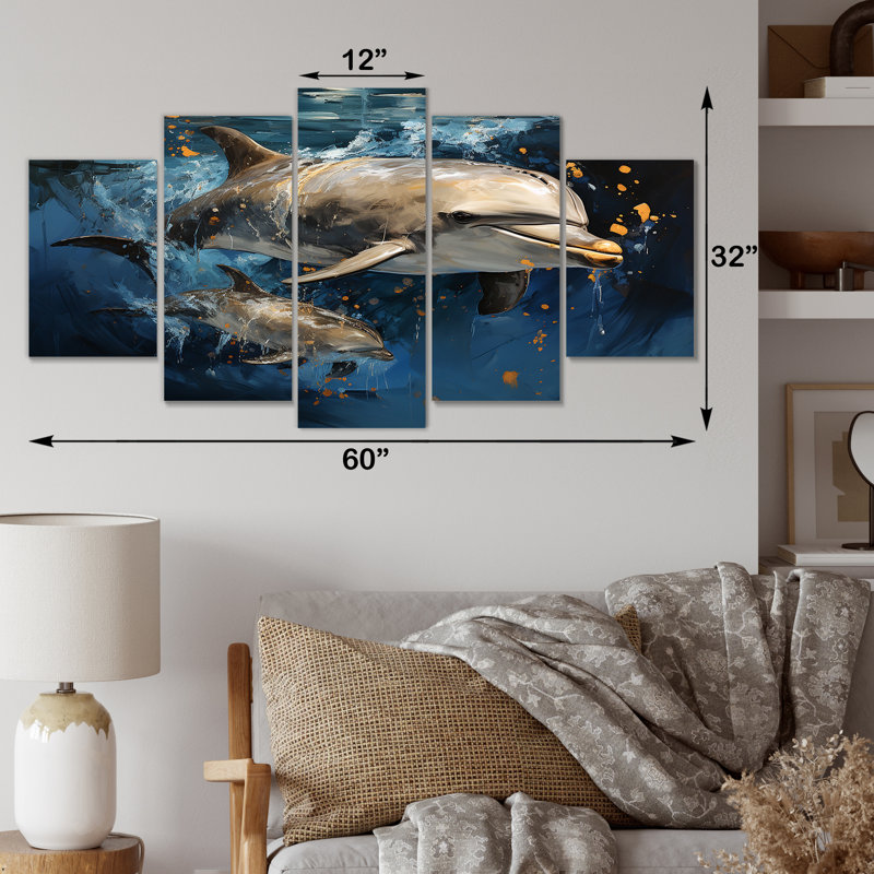 «Dancing Dolphines - Dolphin Multipanel», ensemble de décorations murales