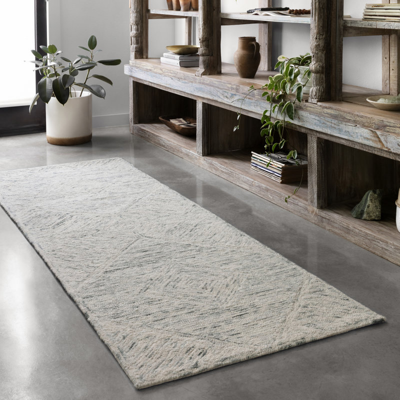 Tapis beige en laine touffeté à la main Yancheva, Carré 1 pi 6 po x 1 pi 6 po