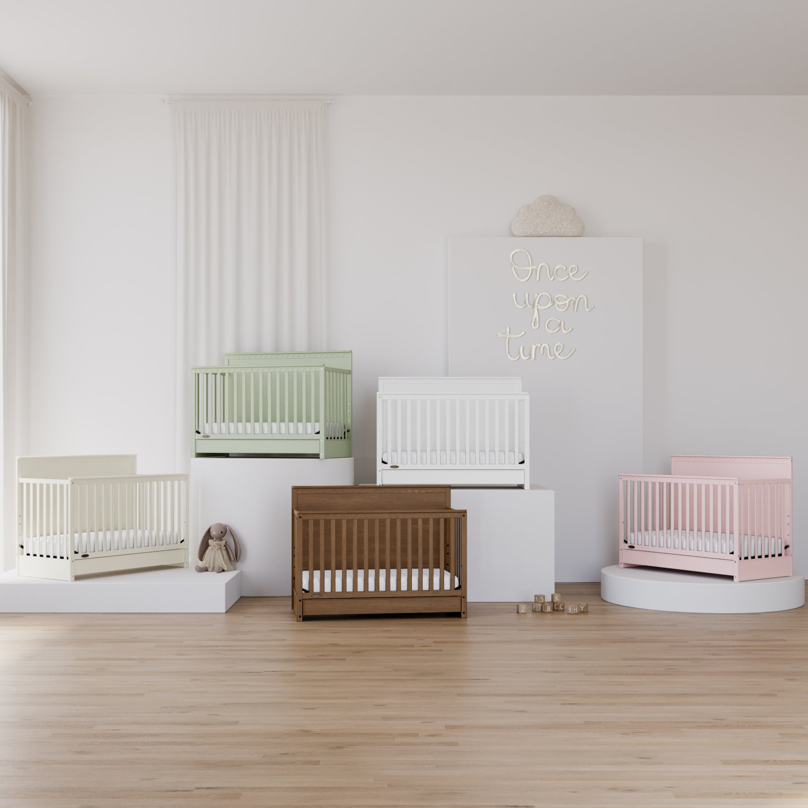 Sasha 5-in-1 Convertible Crib, Blush