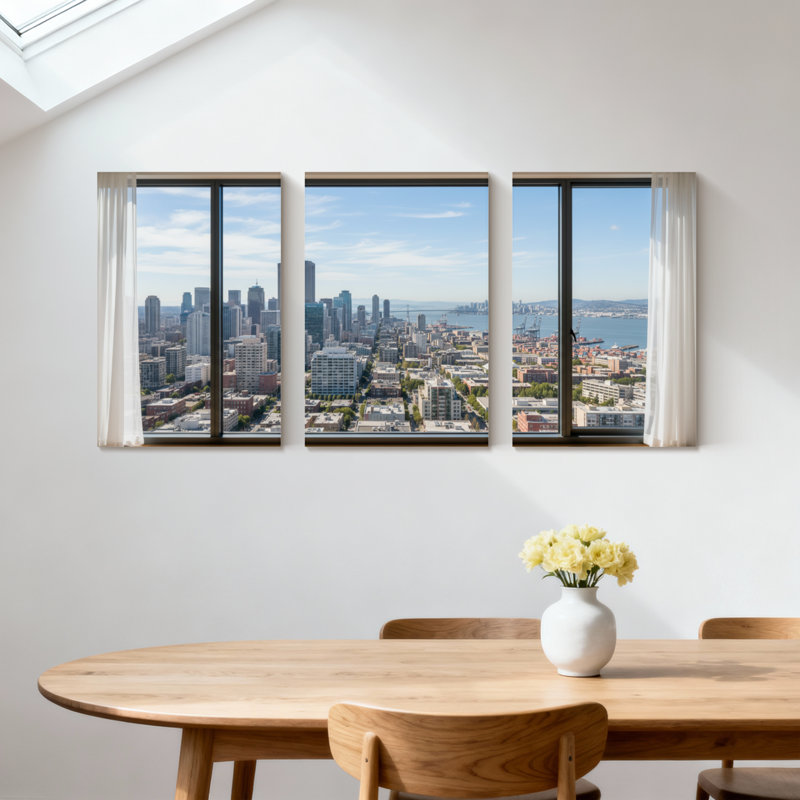 Scénario et paysages urbains, ensemble de 3 impressions d'art sur toile, H 30 po x l 60 po