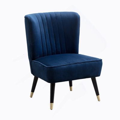 Contemporary Velvet Upholstered Accent Chair, Blue