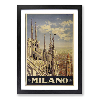Vintage Travel Poster Milan Milano Framed Vintage Advertisement - Framed Print