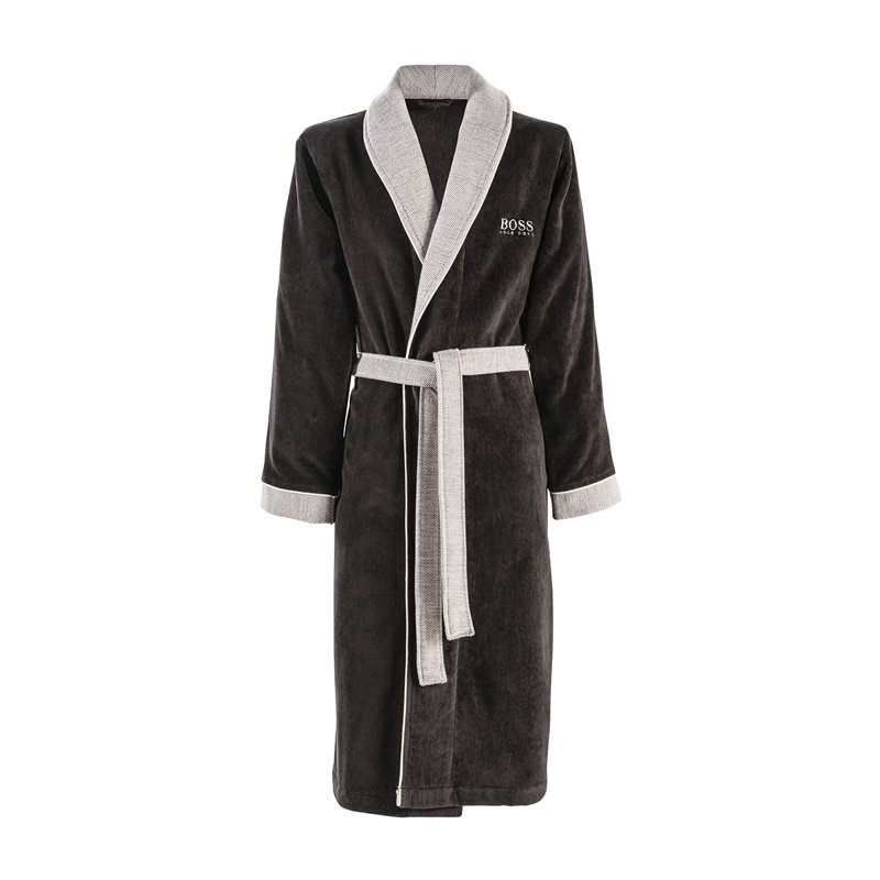Lord 100% Cotton Velour Male Mid-Calf Bathrobe with Pockets, XXL, Gray