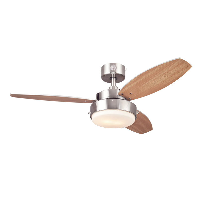 Alloy 42'' Ceiling Fan with Light Kit, Brushed Nickel Finish with Beech Blades