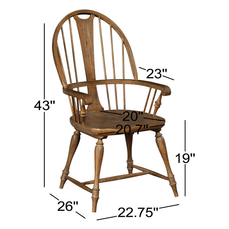 Chaise avec accoudoirs à dossier brun Brychan Windsor