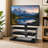 Black Multi-Function TV Stand with Mount and Tempered Glass Shelves