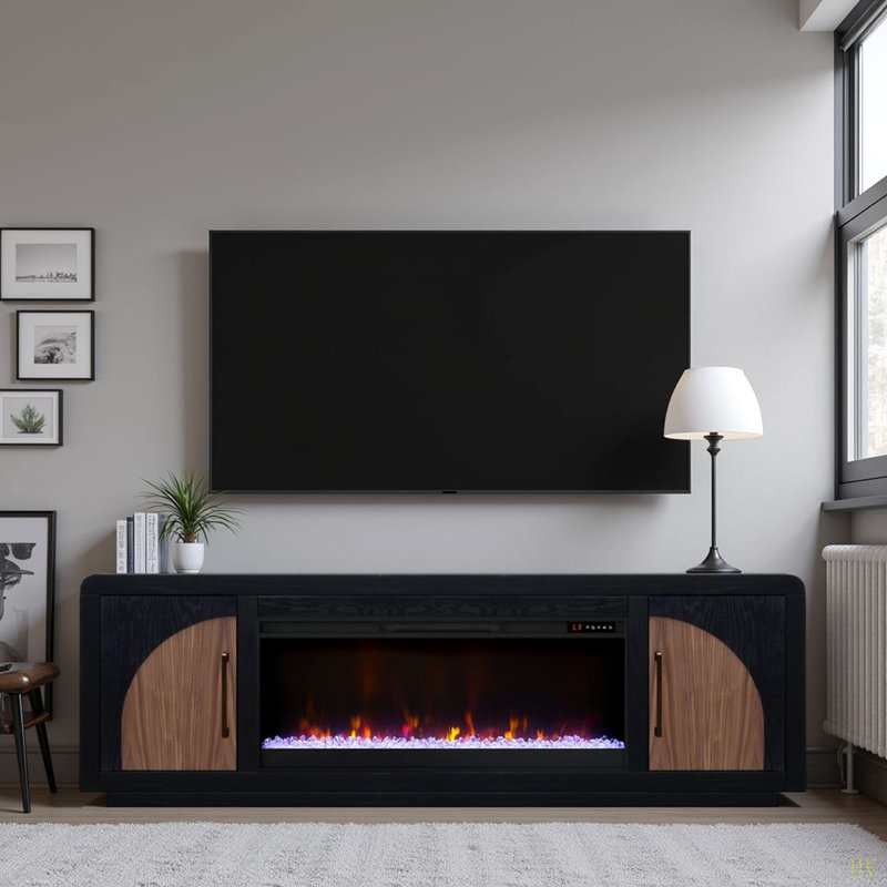 Meuble télé avec foyer 82 po Eclipse pour téléviseur de 90 po ou moins Eclipse, H 26 po x L 82 po x l 17 po