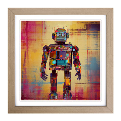 Robot Glitch 1 Piece Single Picture Frame Wall Art