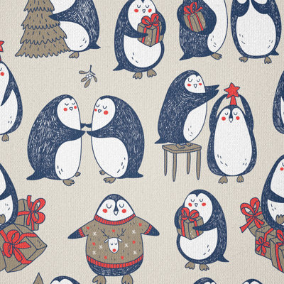 Alduin Grunge Penguins Boxes Fabric