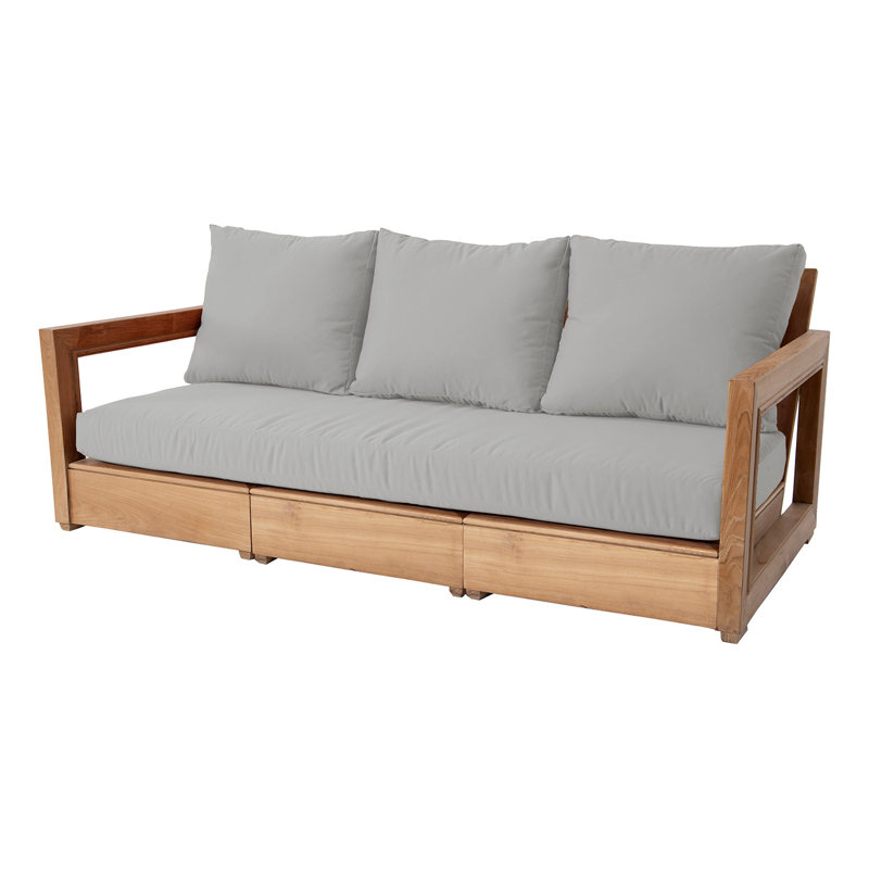 Iromel 82'' Wide Teak Patio Sofa with Sunbrella® Cushions, Granite