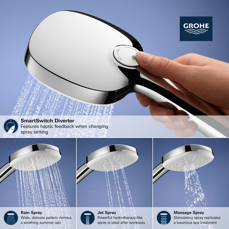Tempesta 110 Square 3-Spray Hand Shower, Chrome