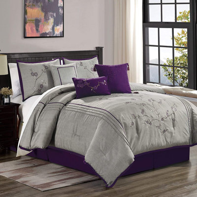 Miki Cherry Blossom Embroidery Comforter Set