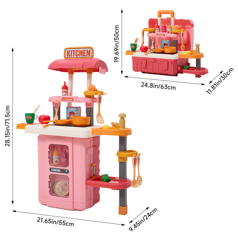 49Pcs 3-in-1 Pretend Kitchen Playset