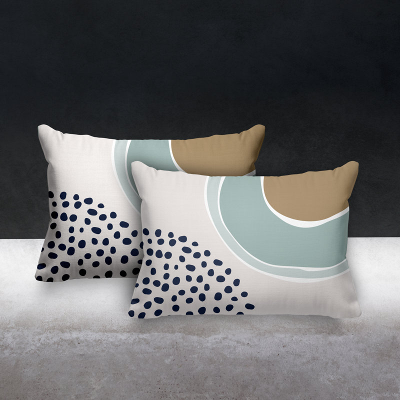 Polyester Lumbar Rectangular Indoor/Outdoor Pillow Cover & Insert, Grey