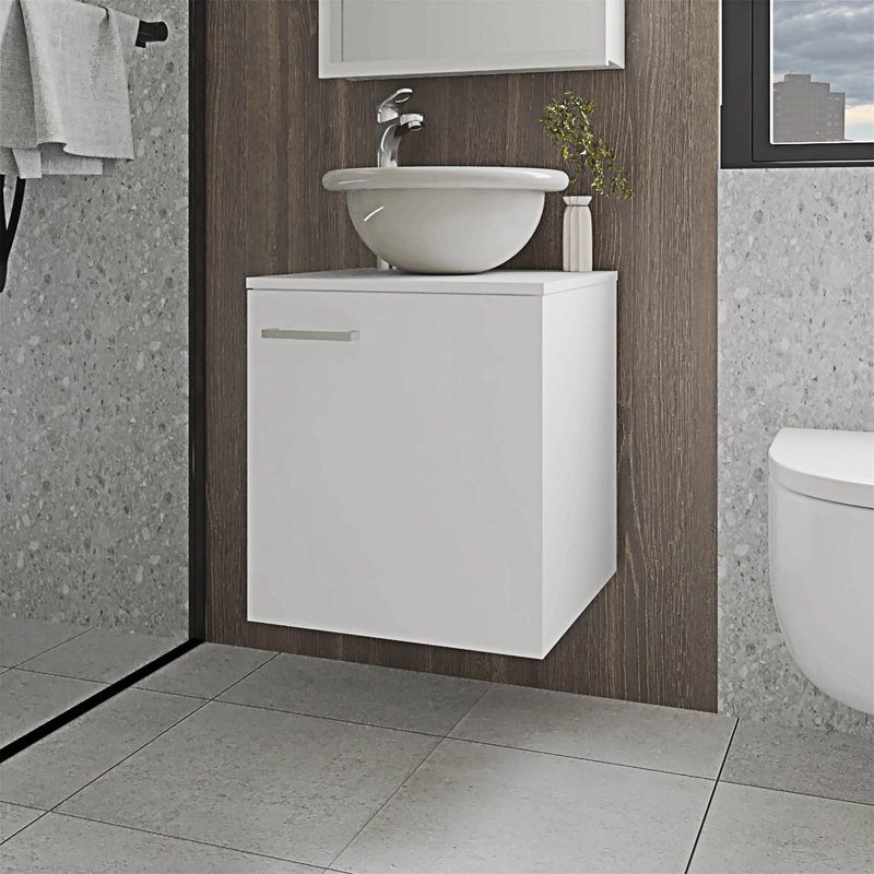 Bathroom Vanity With Integrated Sink, White