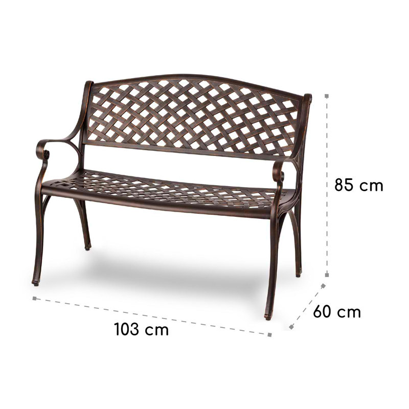 Metal Garden Bench, Copper