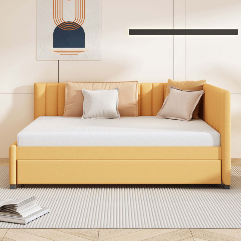 Full Size Upholstered Daybed, Full/Double, Yellow