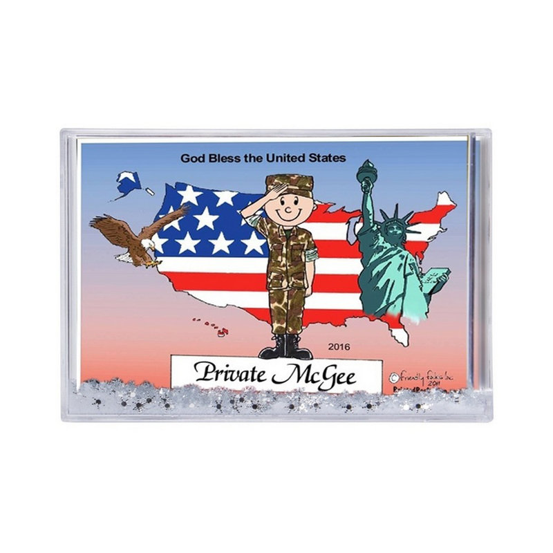 Armée américaine personnalisée - cadeau de cadre de boule à neige mâle, Oui, H 2,5 po x l 3,75 po x P 1 po