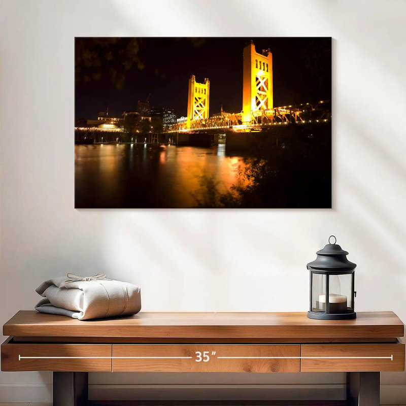 Kavia, le pont de la tour de Sacramento la nuit, H 8 po x l 12 po
