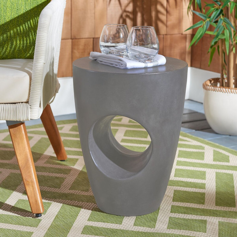 Avoriaz Concrete Top End Table, Dark grey