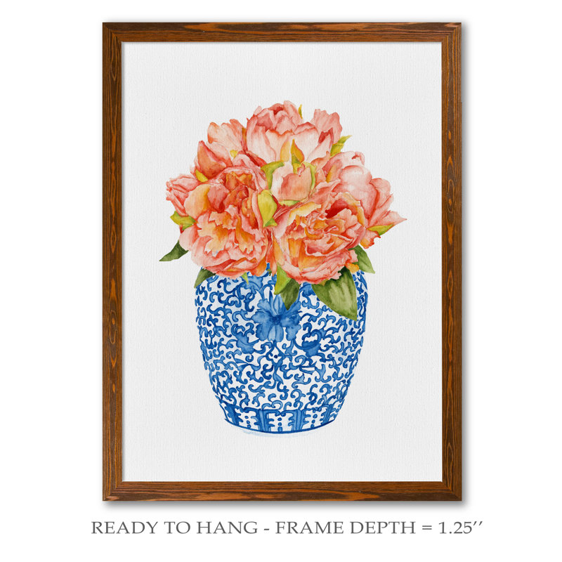 « pivoines doux i » par paul cezanne-cadre photo, reproduction d’art, H 32 po x l 44 po x 1,25 po, Toile avec cadre érable