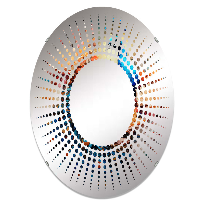 Majestic Flowerful Peacocks Harmony I - Miroir décoratif Starburst | Ovale, 29,5 po x 19,6 po