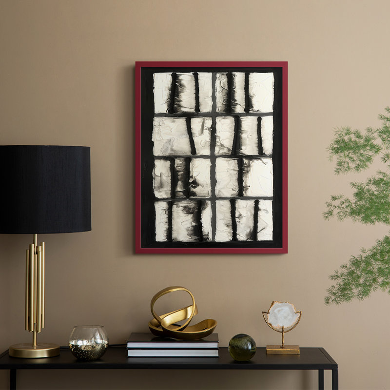 Reproduction encadrée linéaire d'entropie II - bois massif, H 11 po x l 9 po, Rouge