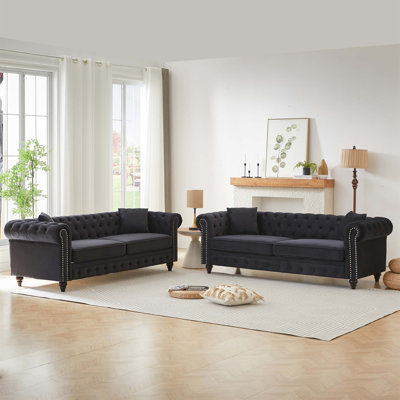 Modern 6-Seat Modular Sofa Set With Solid Wood Frame, High-Density Foam Cushions, Tufted Velvet Upholstery, And Elegant Metal Legs For Living Room Or Office Use.