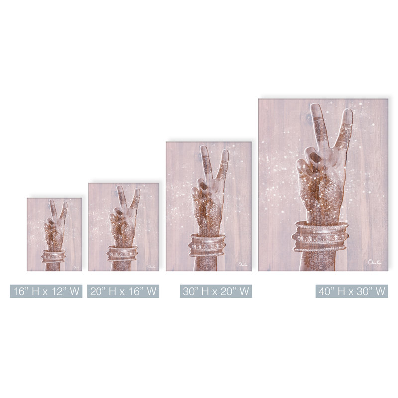 «Peace» Olivia Rose, ensemble de 1 impressions sur toile tendue, H 16 po x l 12 po