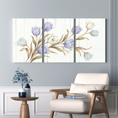 Bouquet de tulipes florales, reproduction d'art sur toile tendue sur toile, ensemble de 3 décorations pour salon