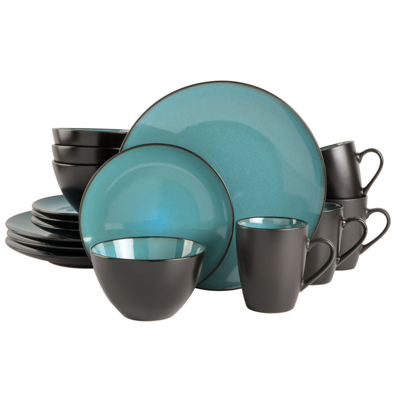 Service de table en grès Longshore Tides - Service pour 4, Bleu sarcelle
