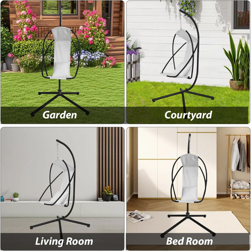 Garden Cloth Hanging Egg Chair Outdoor Seat Chair Pod Swing Hammock Indoor Patio, Dark White