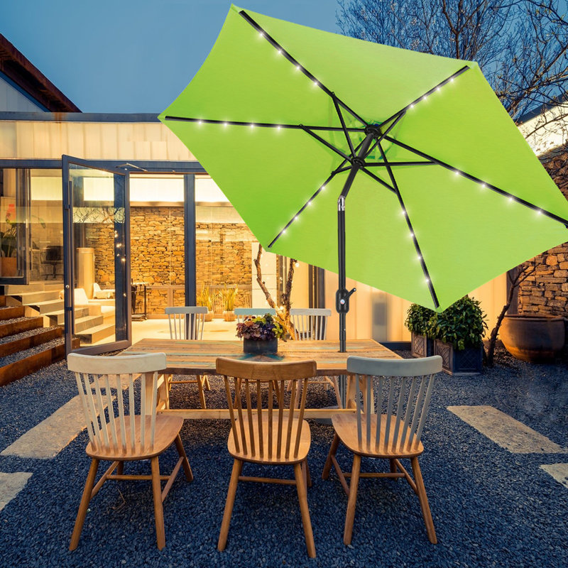 Parasol de marché éclairé 7 pi 6 po, Vert pomme