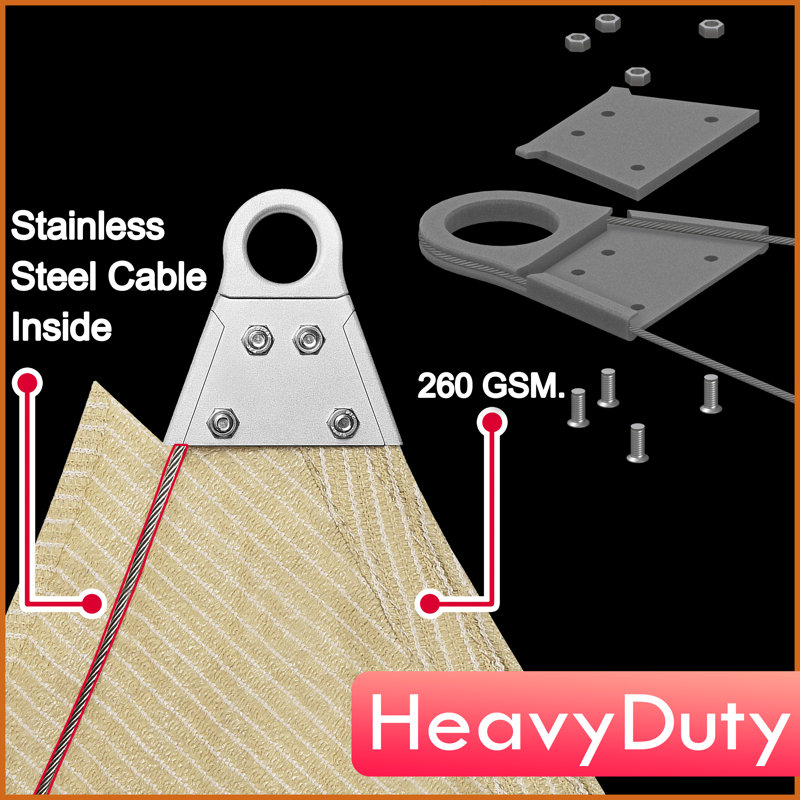 Reinforced Super Ring 8' x 12' Rectangle Shade Sail
