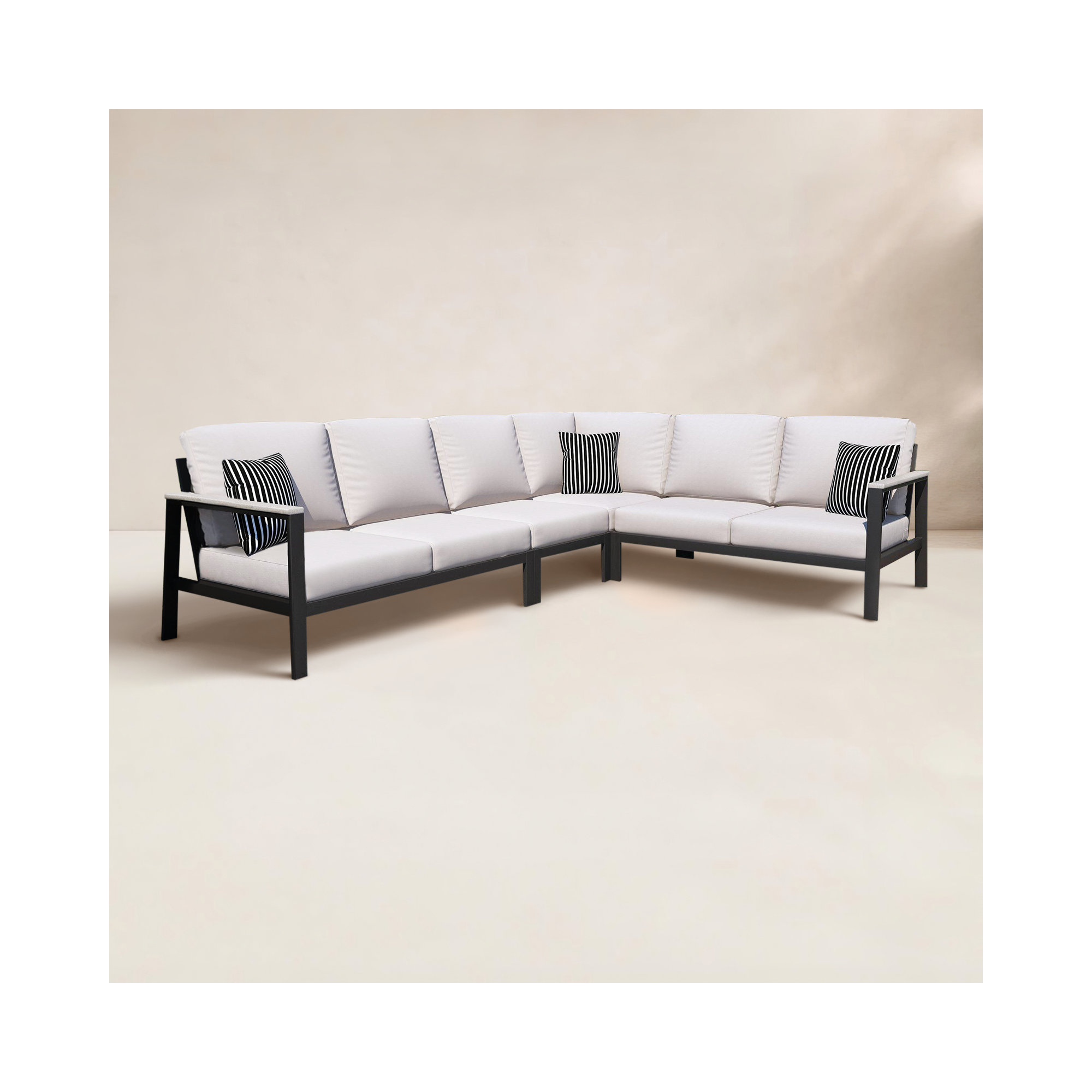 Townsend Outdoor 6 Person Sectional Seating Group With Sunbrella Cushions