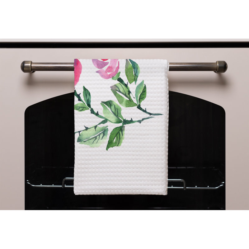 Cotton Floral Waffle Kitchen Towel