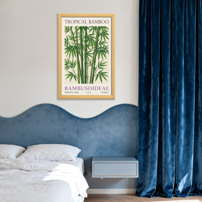 Plantes et fleurs, motif de feuilles vertes de bambou tropical, H 36 po x l 24 po, Toile tendue, Ne s’applique pas