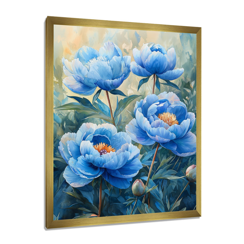 Kristina - décoration murale florale, Impression d'un seul cadre photo, H 44 po x l 34 po, Doré