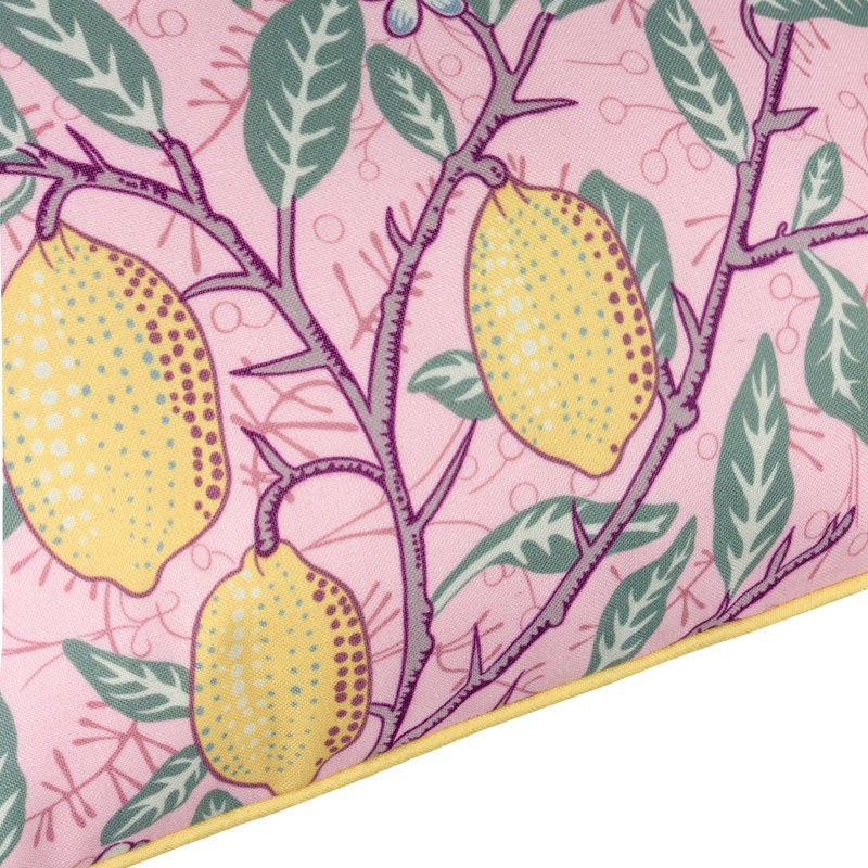 Fruits Indoor / Outdoor Abstract Square Throw Cushion, Pink/Yellow