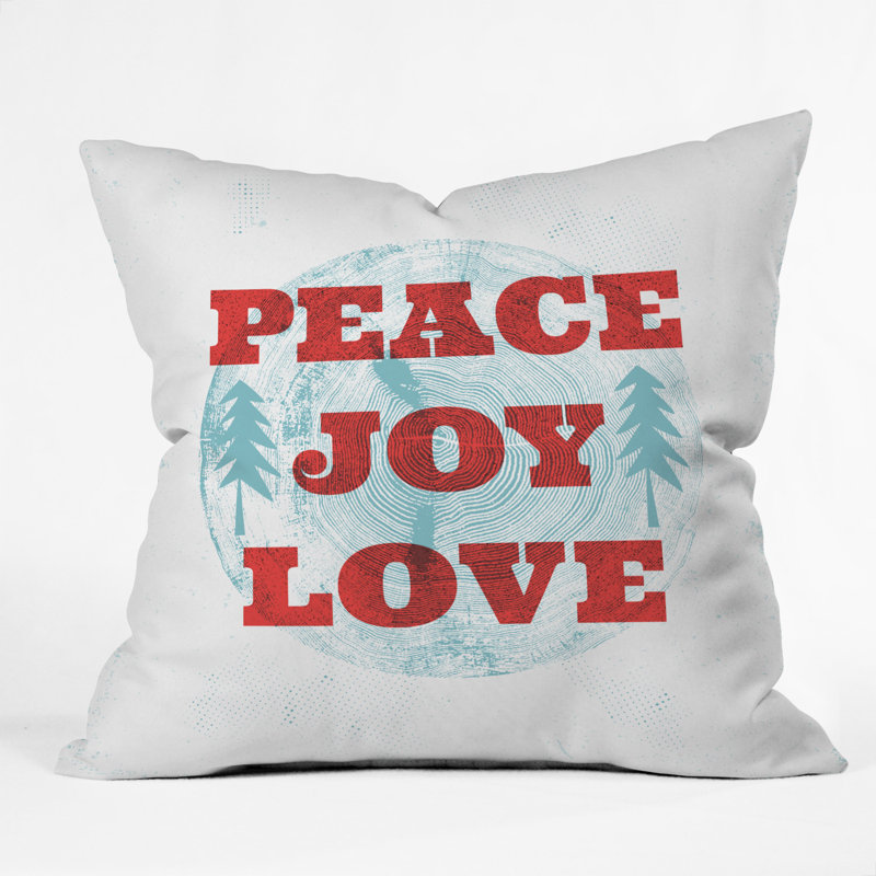 Coussin décoratif heather dutton paix love woodcut, 18 po x 18 po